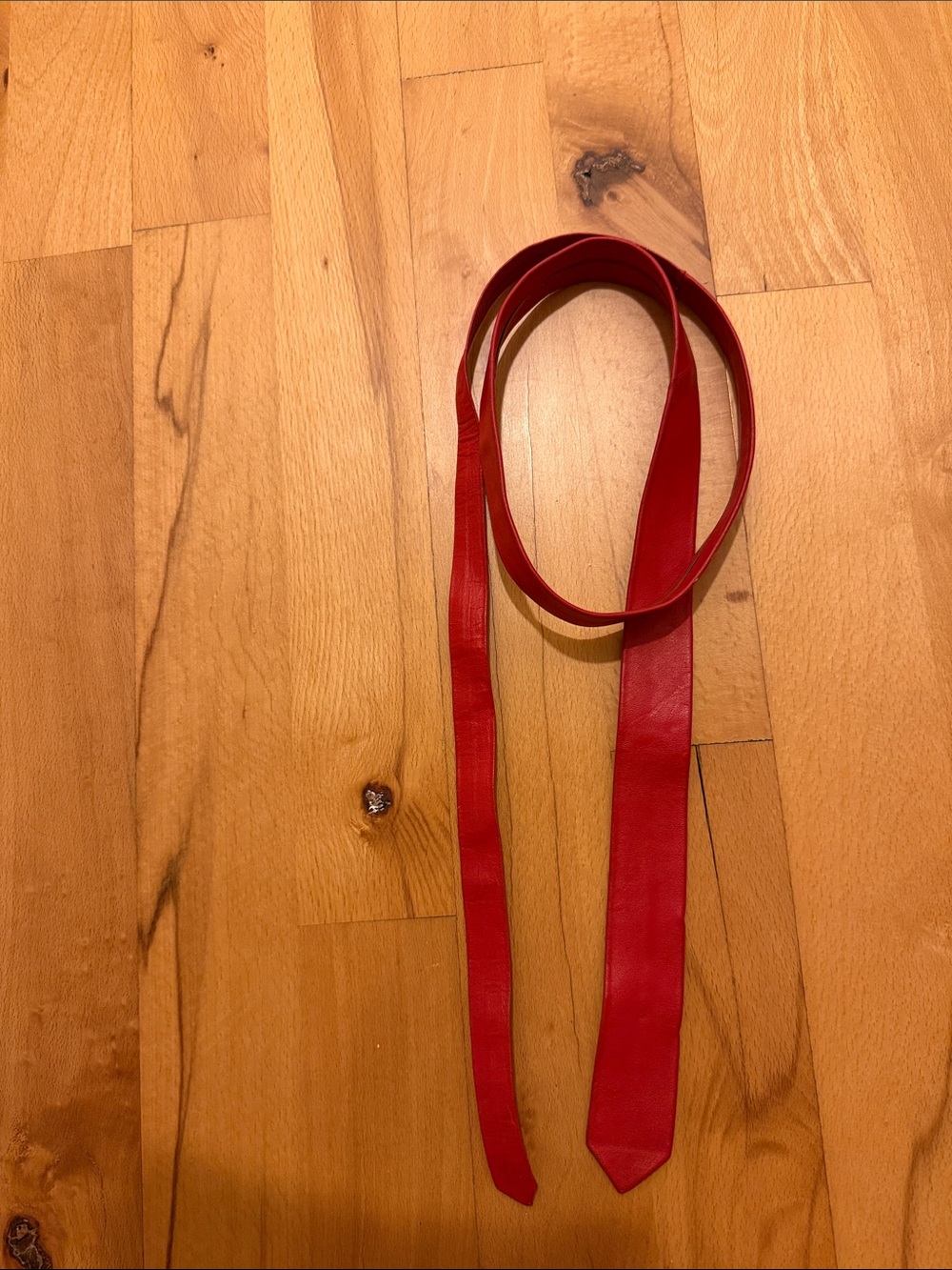 Red Leather Necktie Unisex